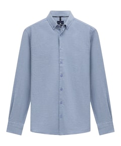 Heren overhemd lange mouw blauw