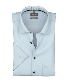 Heren overhemd korte mouw blauw