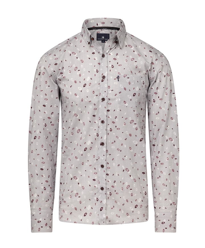 Heren overhemd lange mouw grijs