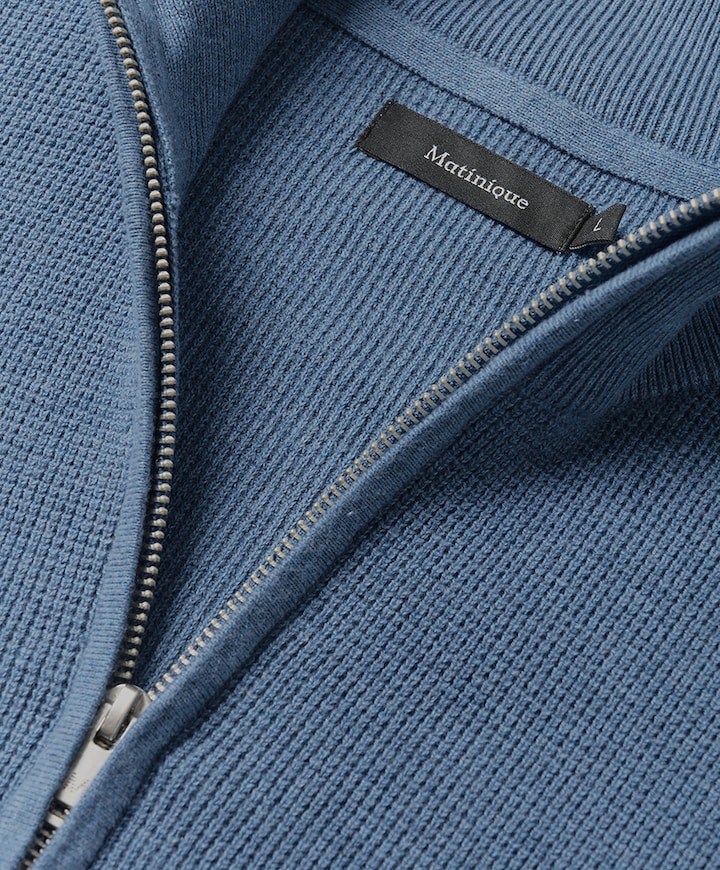 Heren trui met rits blauw