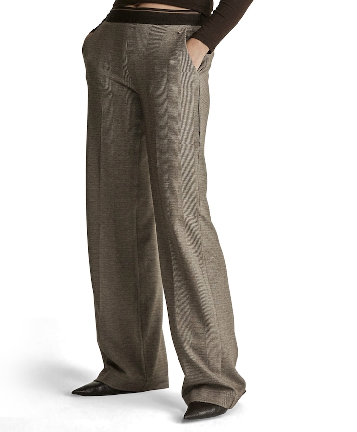 Mira (Elastic) - Knitted Jacquards dames broek bruin