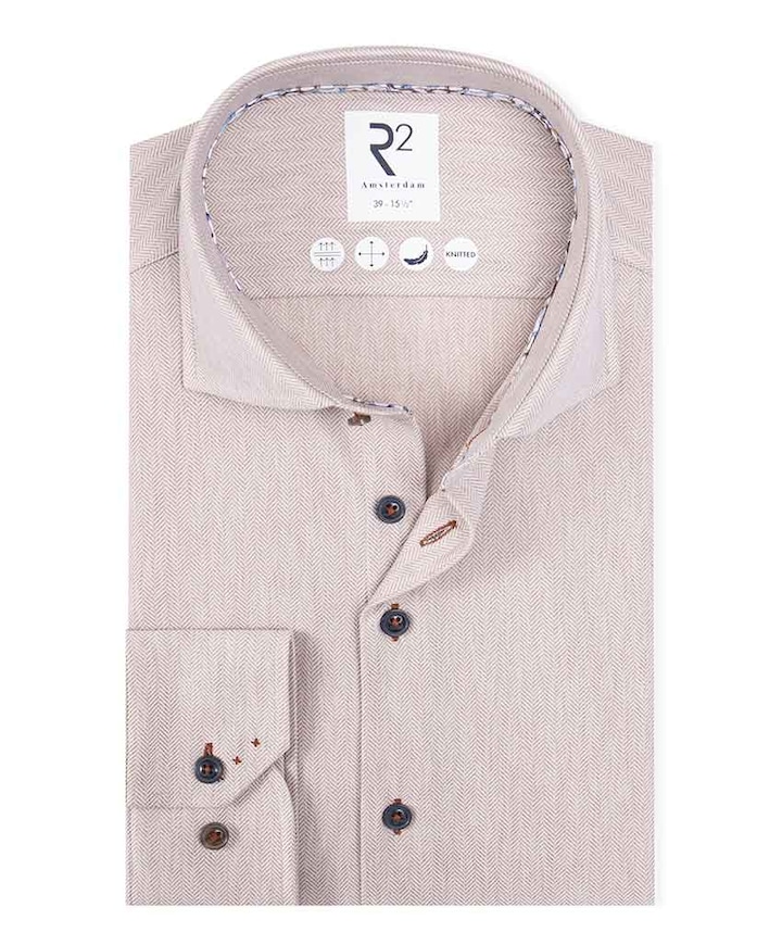 Overhemd lange mouw beige