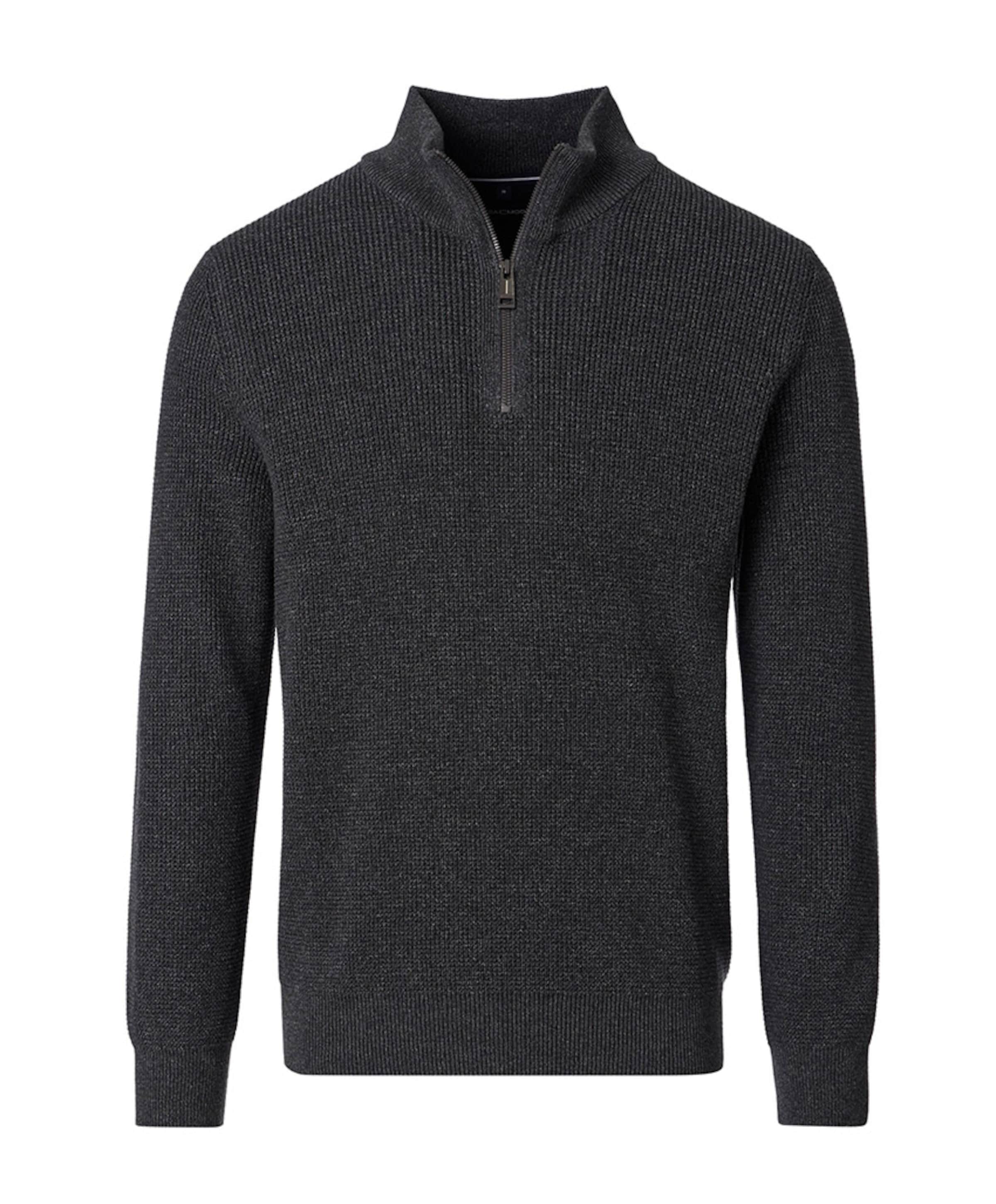 Heren trui met rits grijs