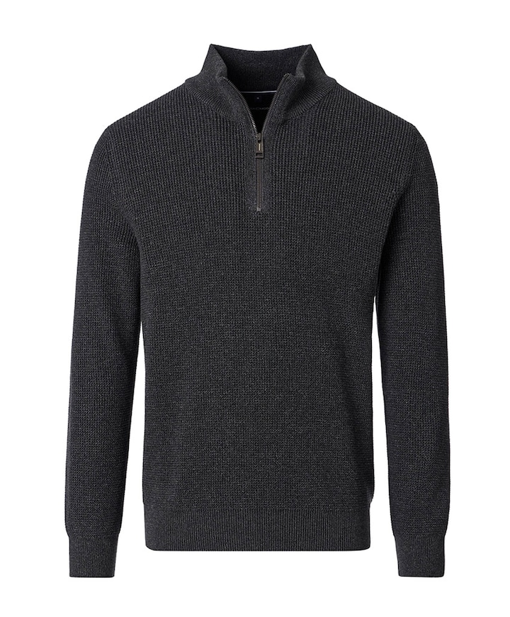 Heren trui met rits grijs
