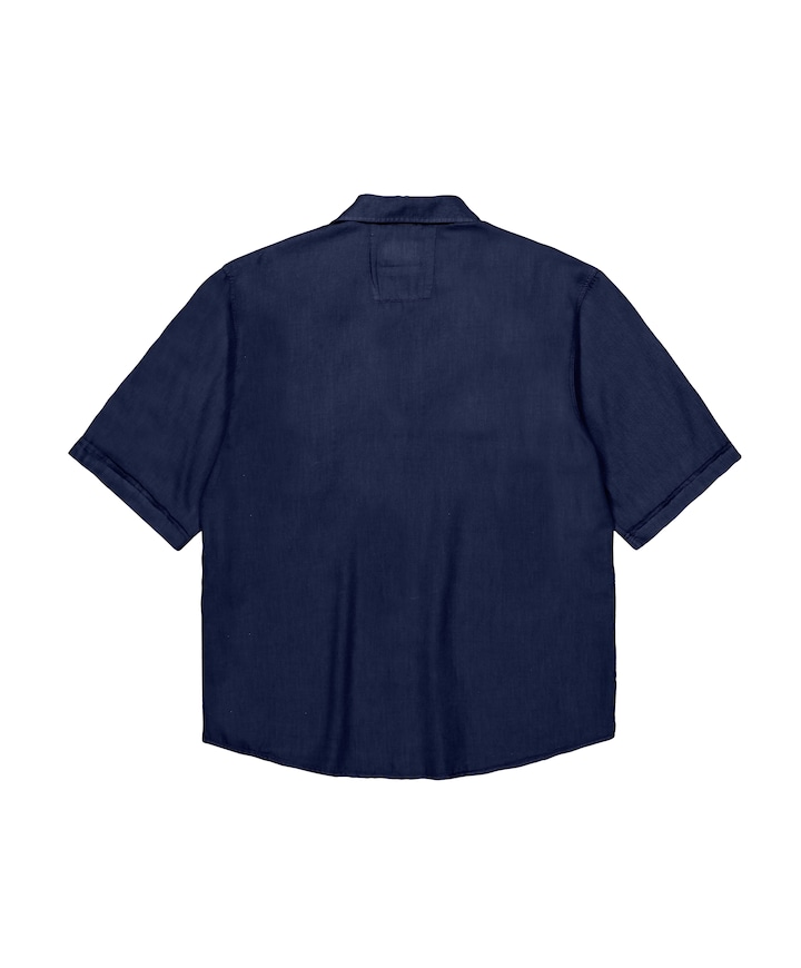 Heren overhemd korte mouw blauw