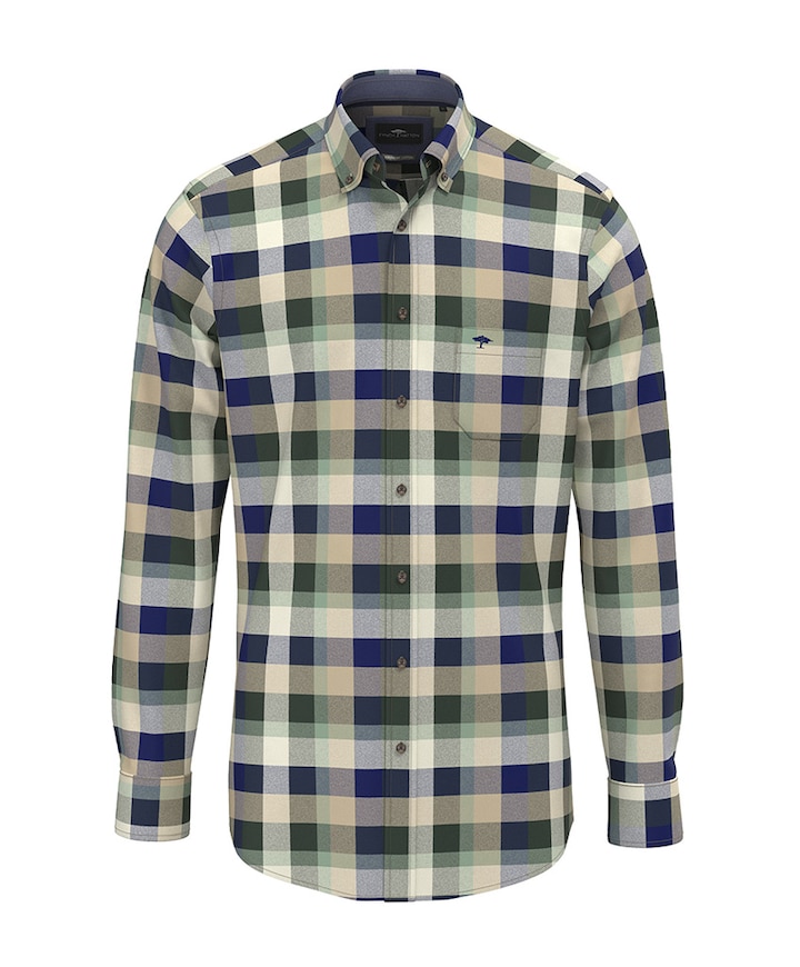 Heren overhemd lange mouw groen