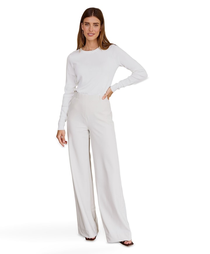 Lexie LONG bonded trousers dames broek ecru