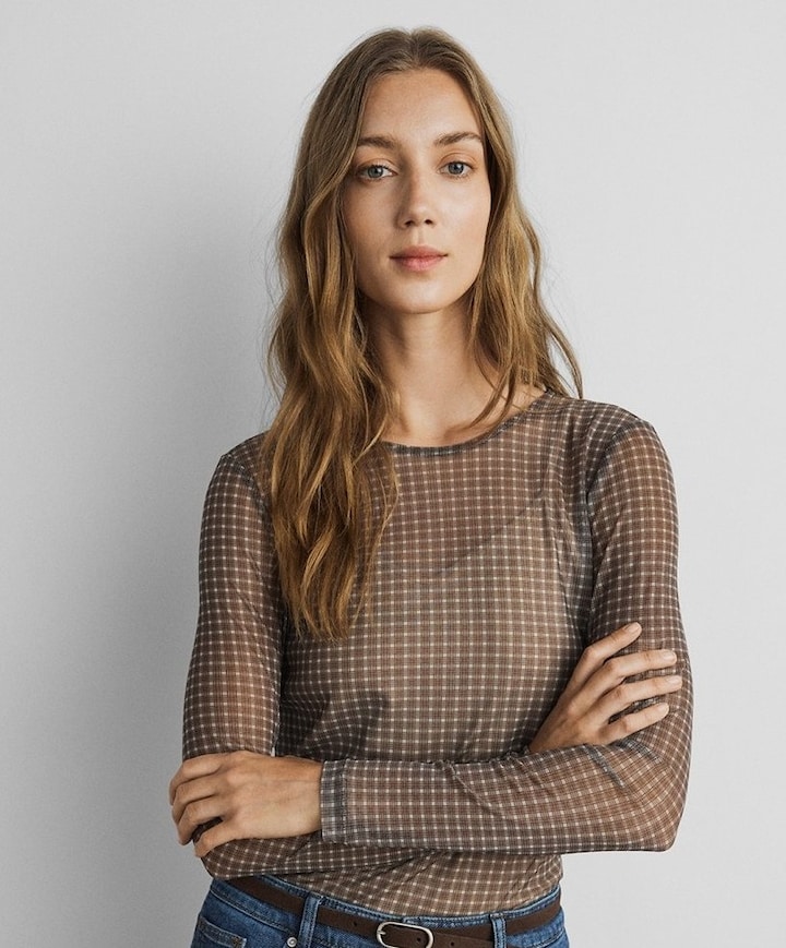 Dames longsleeve bruin