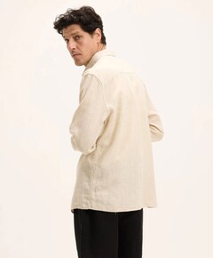 Heren overhemd lange mouw beige