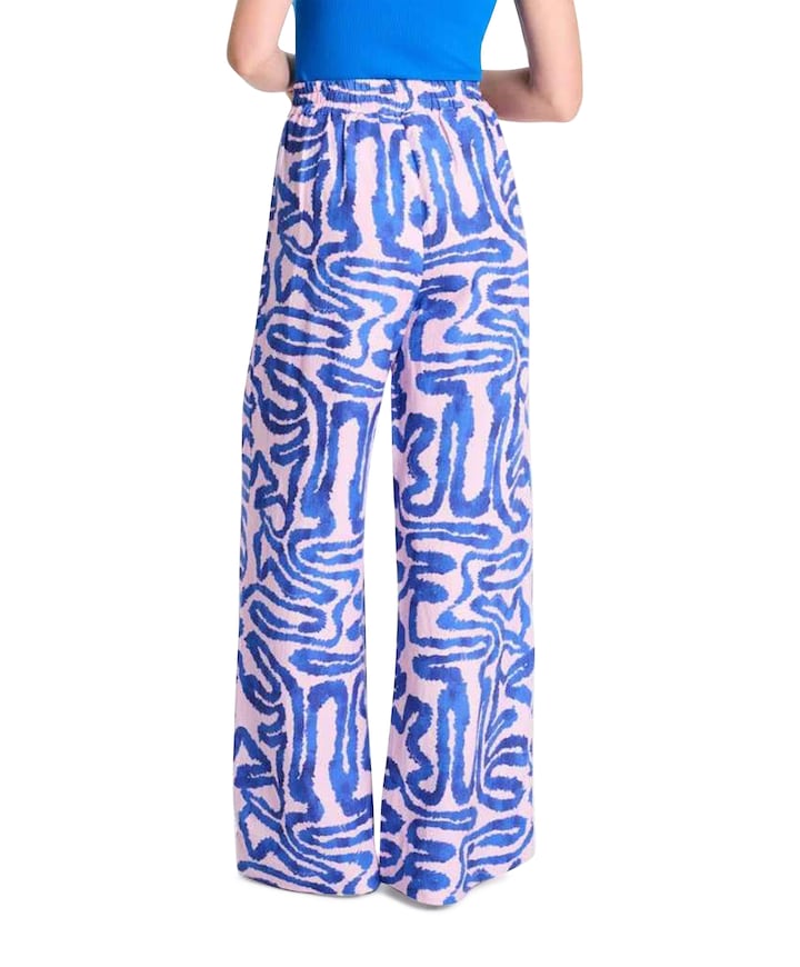 PANTS - Waves Pink Linen dames broek multicolor