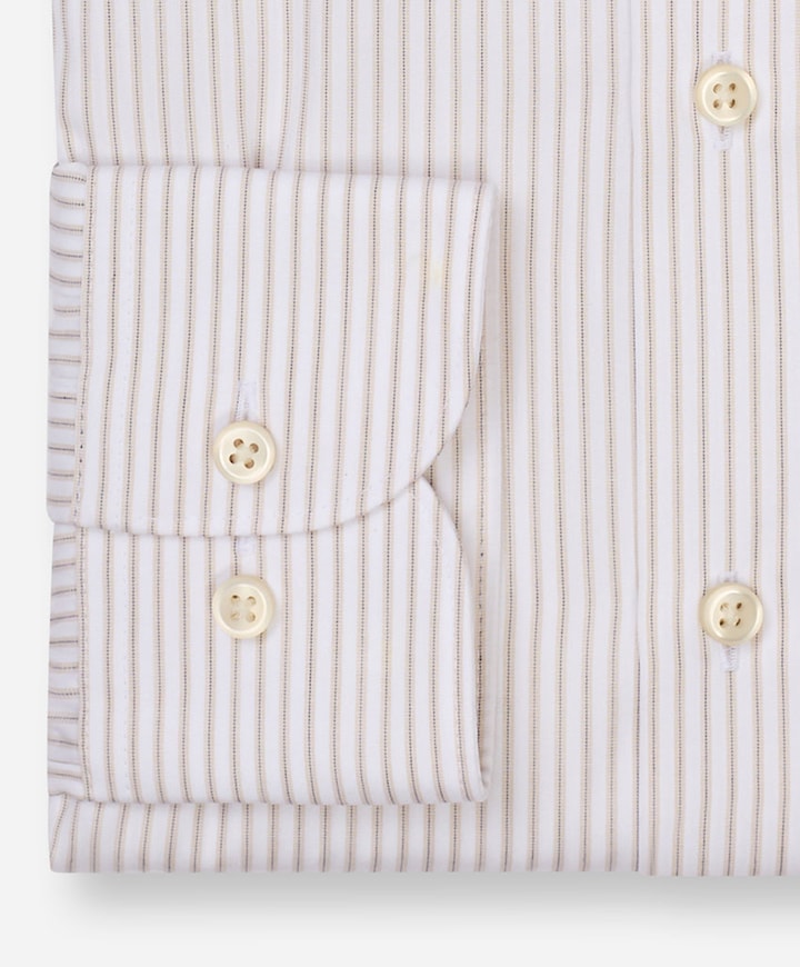 Heren overhemd lange mouw beige