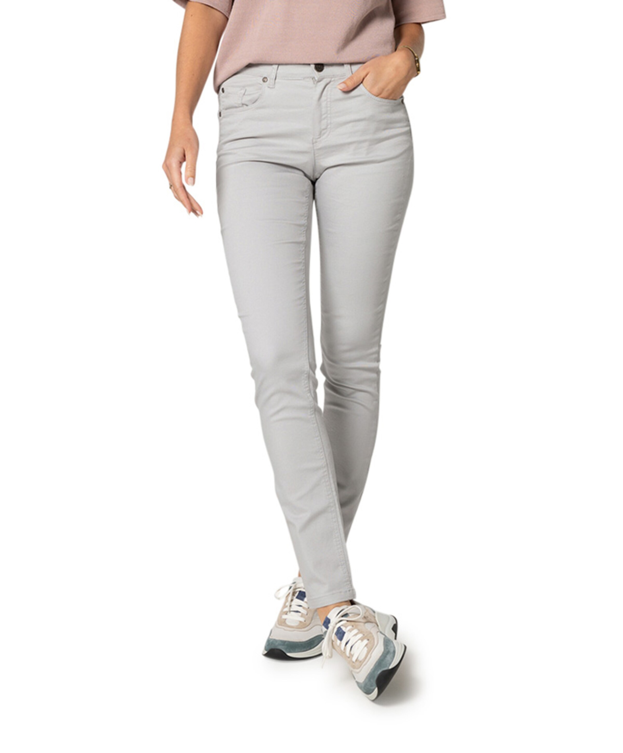 5 Pocket Super Stretch Lang dames broek grijs
