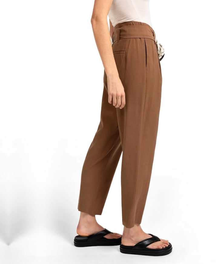 High-waist met sj dames broek bruin