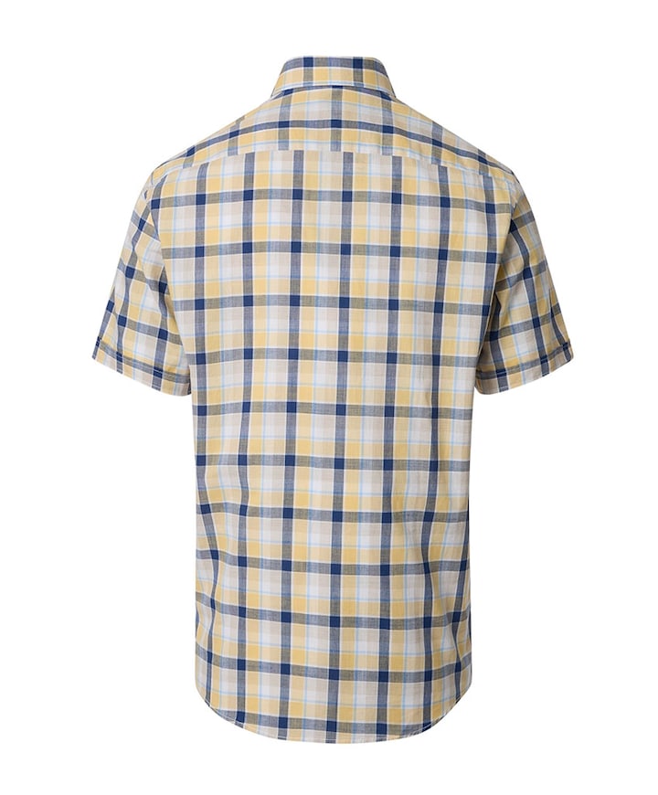 Heren overhemd korte mouw geel