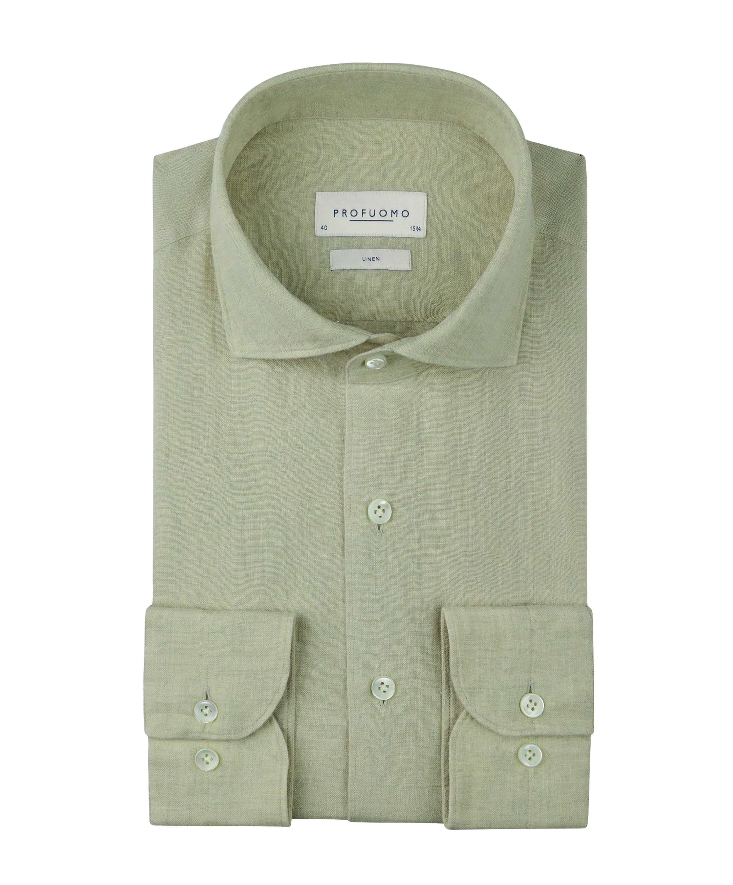 Heren overhemd lange mouw groen