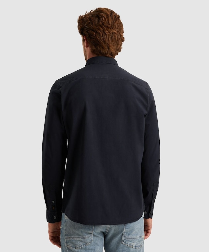 Heren overhemd lange mouw blauw