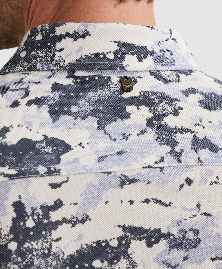 Heren overhemd korte mouw blauw