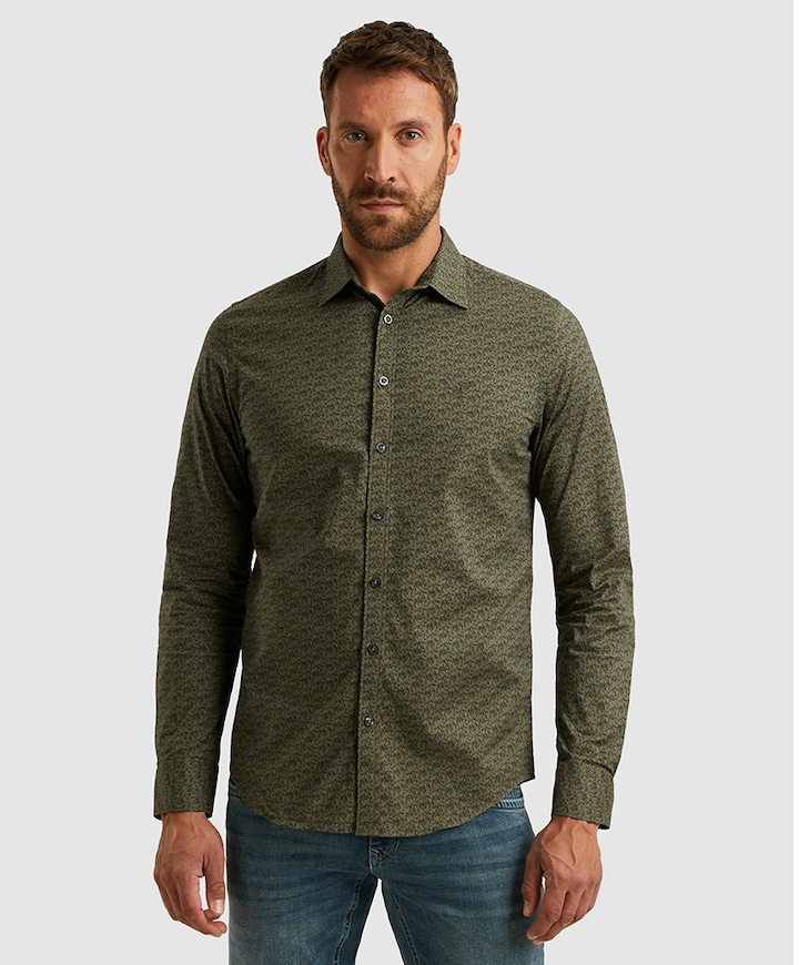 Heren overhemd lange mouw groen