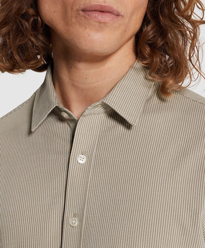 Heren overhemd lange mouw grijs