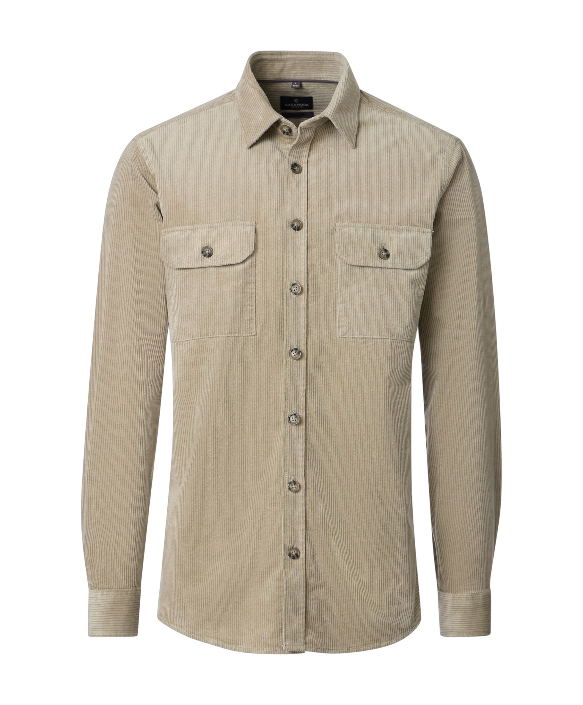 Heren overhemd lange mouw beige