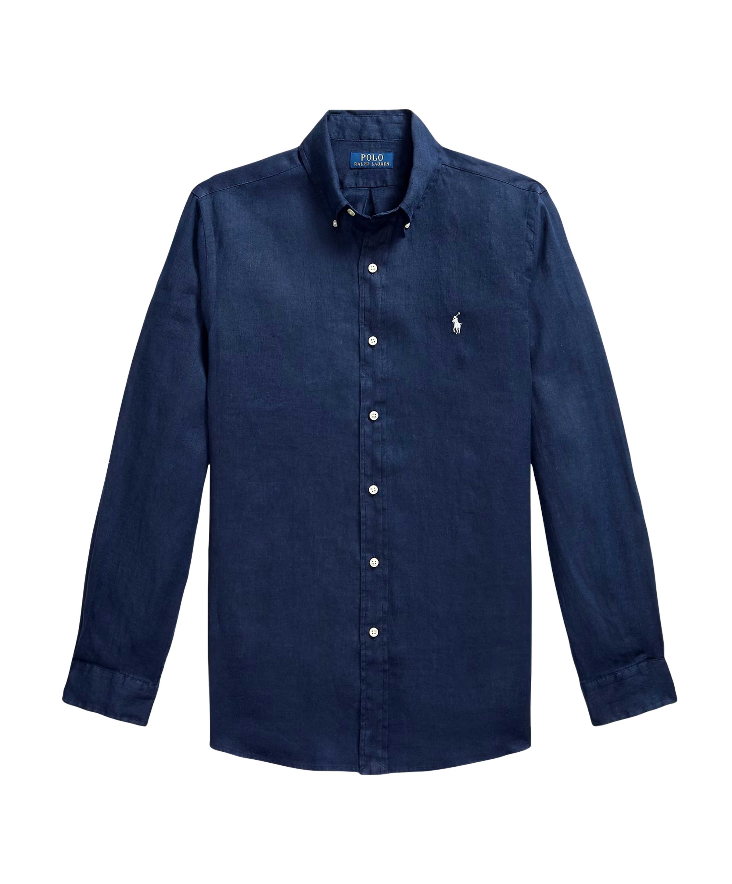 Heren overhemd lange mouw blauw