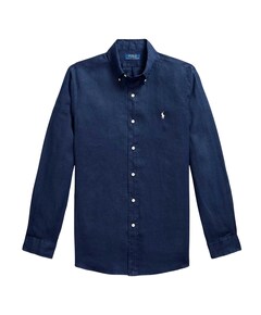 Heren overhemd lange mouw blauw