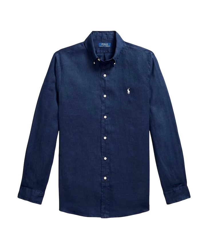Heren overhemd lange mouw blauw