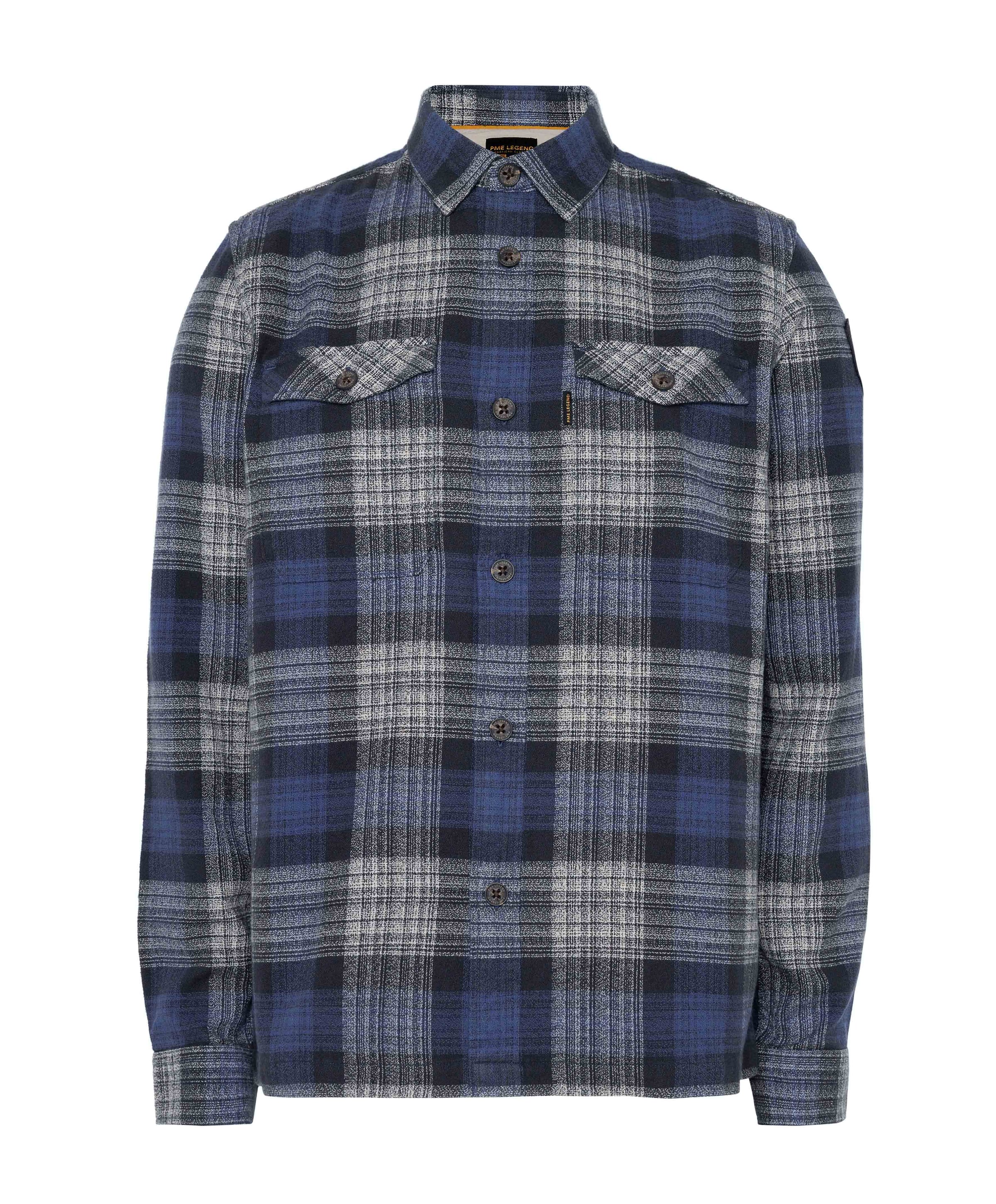 Heren overhemd lange mouw blauw