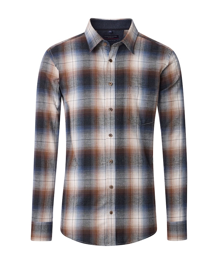 Heren overhemd lange mouw grijs