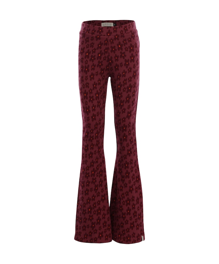 Little jacquard flare meisjes broek paars