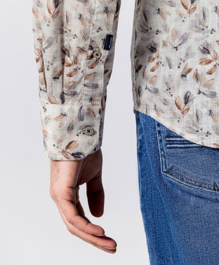 Heren overhemd lange mouw blauw