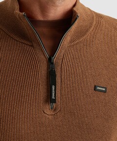 Heren trui met rits bruin