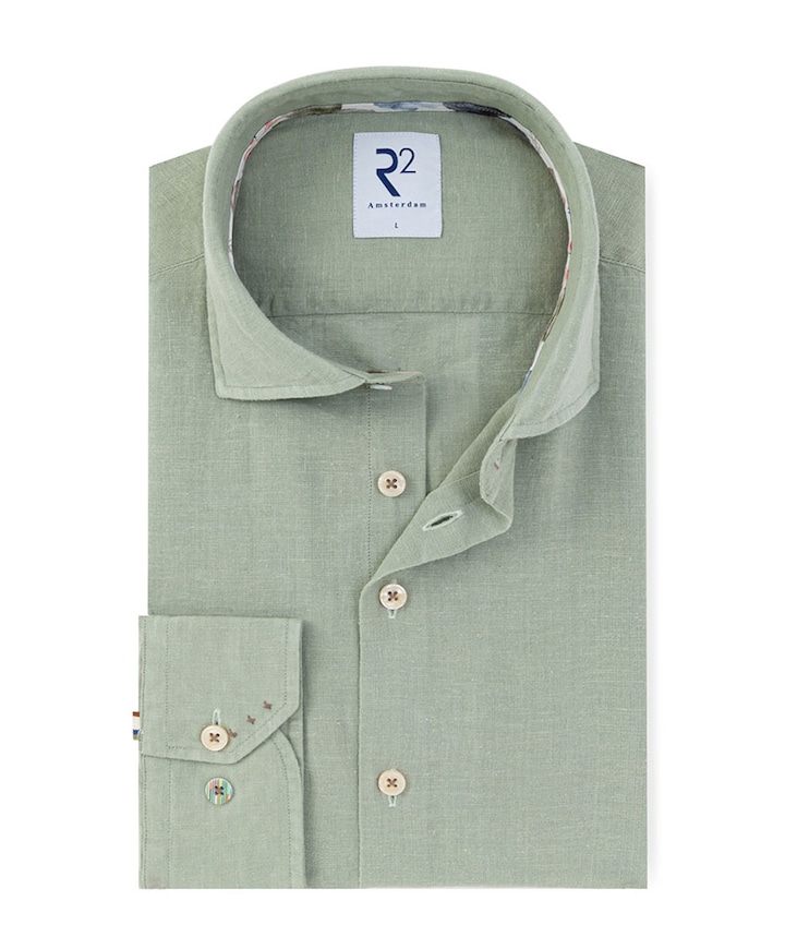 Heren overhemd extra lange mouw groen
