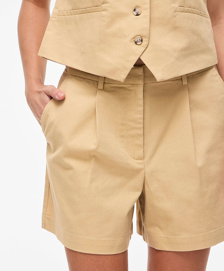 VIALARA HW dames korte broek beige