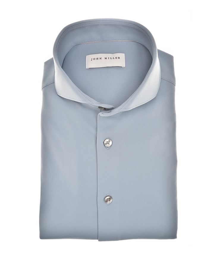 Heren overhemd lange mouw blauw