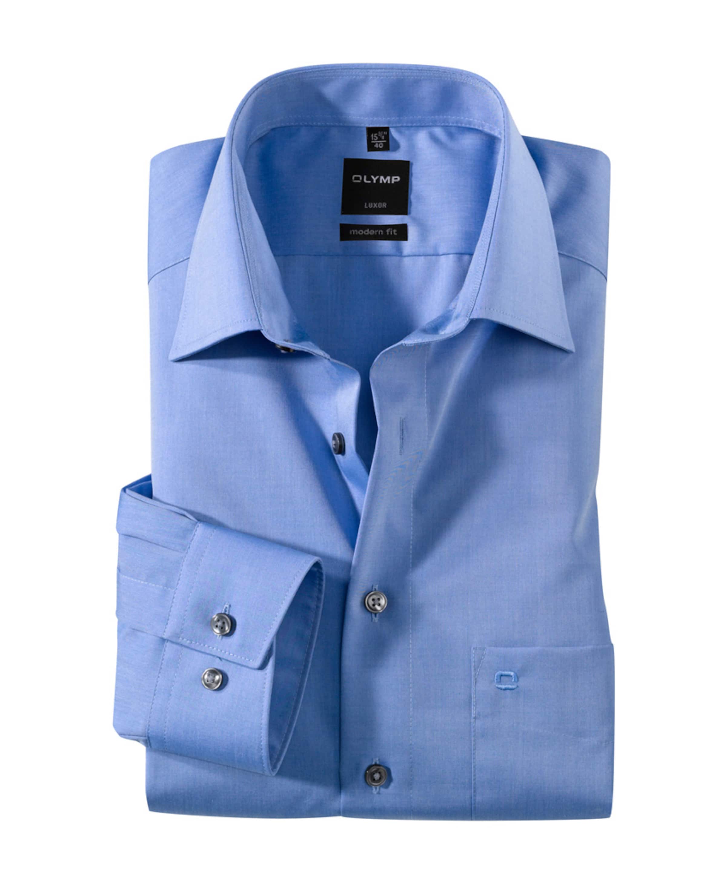 Heren overhemd lange mouw blauw