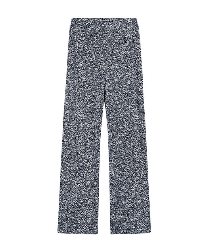 ladies woven crinckle text pants zwart