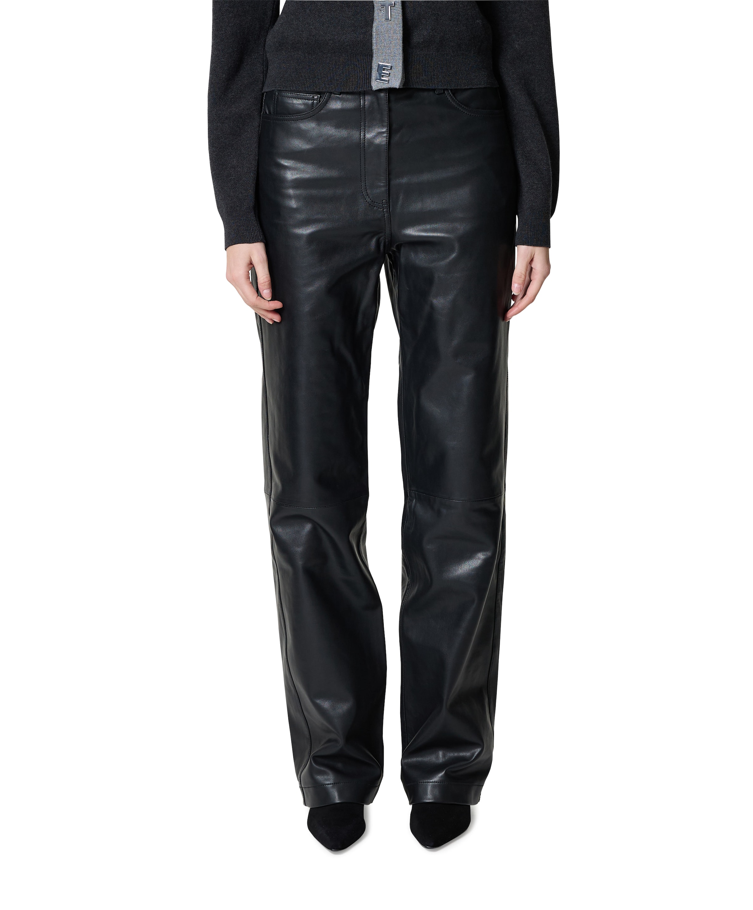 Straight Leather Pants dames broek zwart
