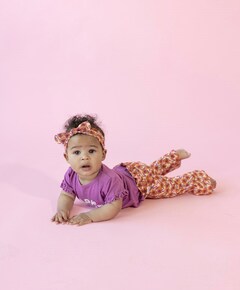 Flare broek AOP meisjes broek oranje