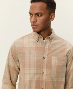 Heren overhemd lange mouw beige