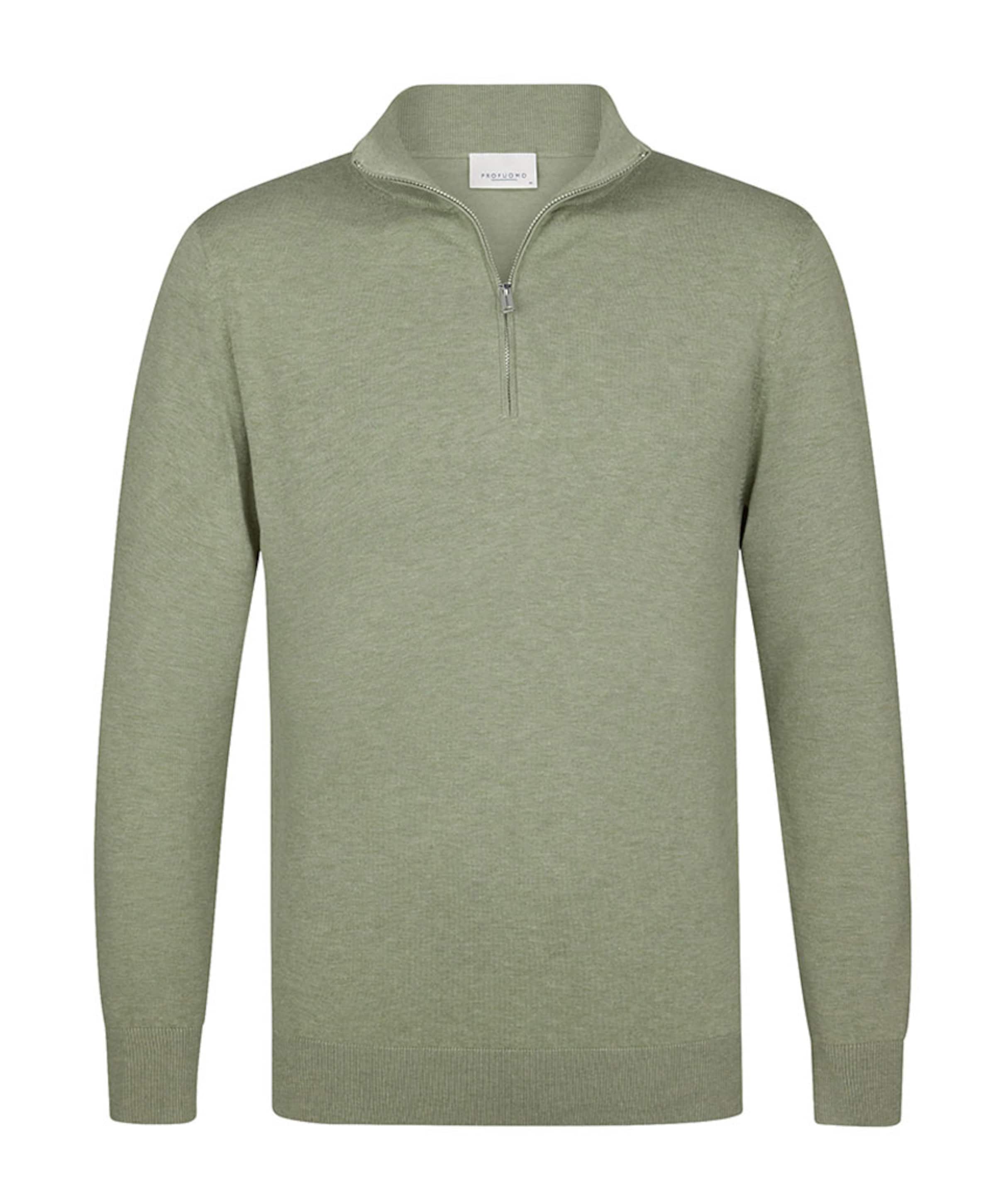 Heren trui met rits groen