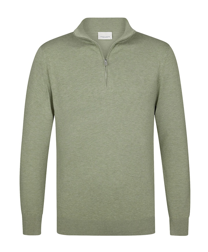 Heren trui met rits groen