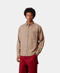 Heren overhemd lange mouw bruin