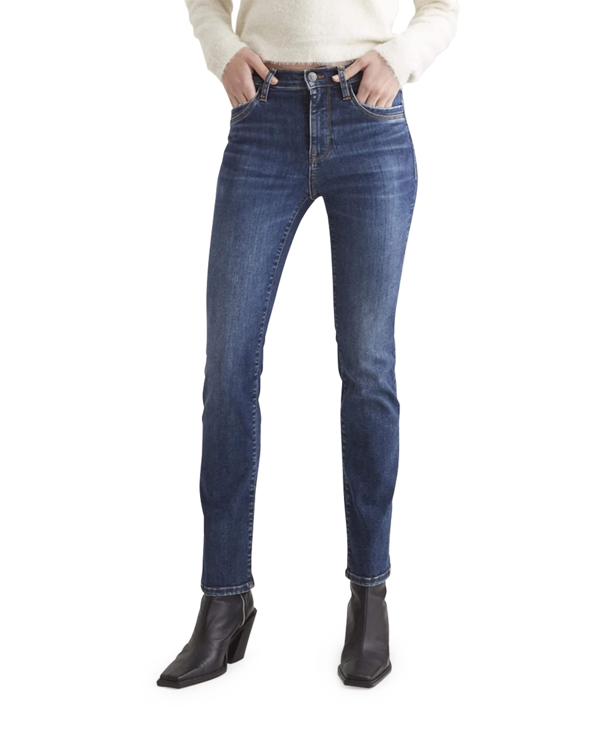 High waist straight dames jeans blauw