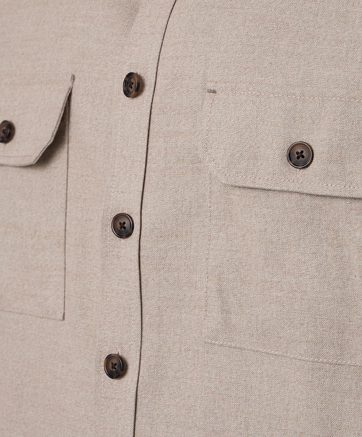 Heren overhemd lange mouw beige