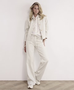 Lurex Wide-Leg Denim dames broek beige