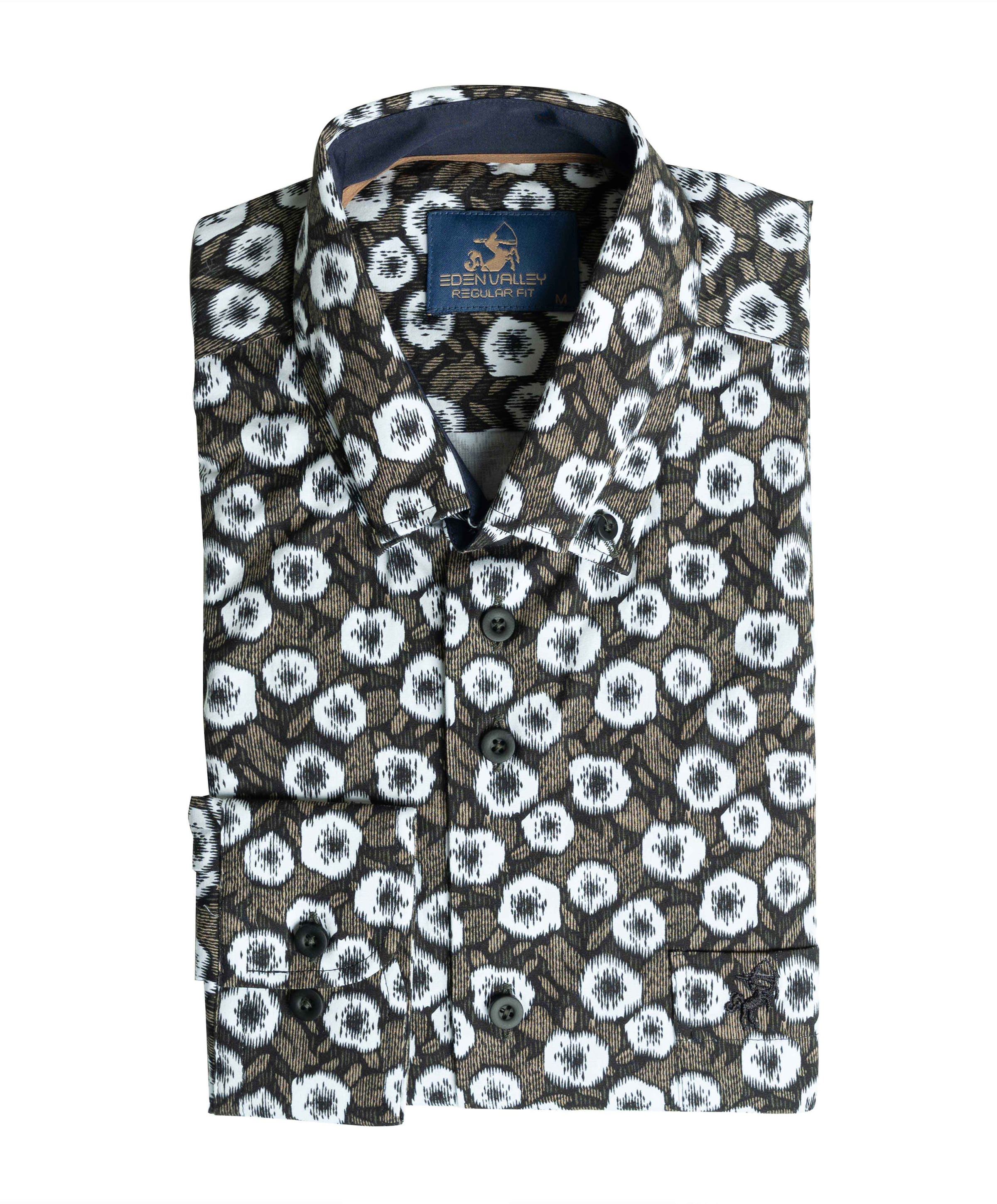 Heren overhemd lange mouw beige