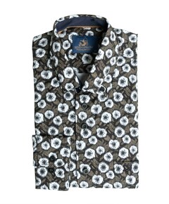 Heren overhemd lange mouw beige