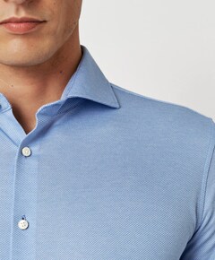 Heren overhemd lange mouw blauw