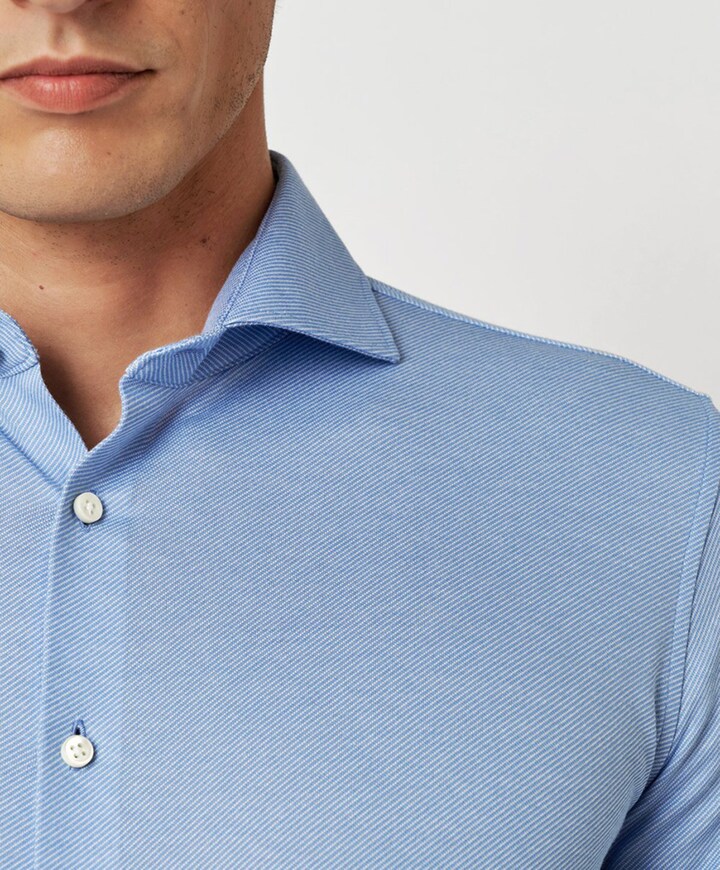 Heren overhemd lange mouw blauw